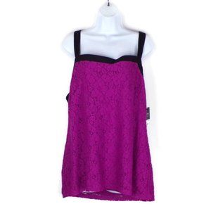 Nicole By Nicole Miller Lace Sleeveless Top Posh Pink Black Large  0890